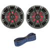 1 Pair (QTY 2) of Kicker 6.5" 2-Way 195 Watts Max Power Coaxial Marine Audio MultiColor LED Speakers with Charcoal Grilles, 20-Feet 16-Gauge Speaker Wire view 1