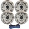 2 Pair (Qty 4) of Kicker 6.5" 2-Way 195 Watts Max Power Coaxial Marine Audio Speakers with White Salt Water Grilles, 50-Feet 16-Gauge Speaker Wire view 1