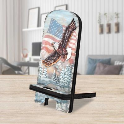 American Eagle Cell Phone Stand | Wood Mobile Tablet Holder Charging Station Organizer - 892050