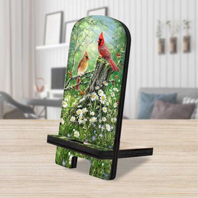Cardinals Appear When Angels Are Near Cell Phone Stand Inspirational Dcor | Wood Mobile Tablet Holder Charging Station Organizer - 892086-DG