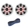 1 Pair (Qty 2) of Kicker 6.5" 2-Way 195 Watts Max Power Coaxial Marine Audio Multicolor LED Speakers with White Grilles, 50-Feet 16 Gauge Speaker Wire view 1