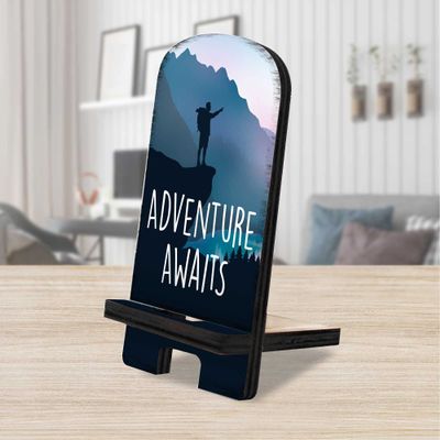 Adventure Awaits Cell Phone Stand Family Dcor | Wood Mobile Tablet Holder Charging Station Organizer - 892068