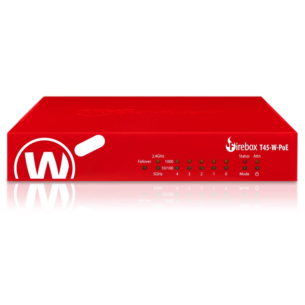 WatchGuard Firebox T45-W-PoE Network Security Appliance with 3 Year Standard Support License - Advanced Firewall, VPN, Intrusion Prevention (WGT48003-US)