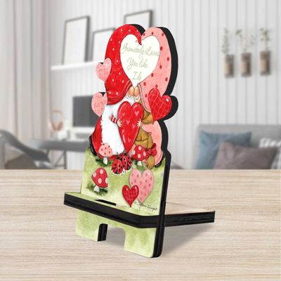 Gnome Buddy Love Cell Phone Stand Family Dcor | Wood Mobile Tablet Holder Charging Station Organizer - 892034-SW