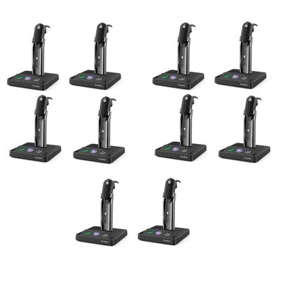 Yealink WH63 Wireless DECT Headset Teams Certified, Single Ear Office Headset for Desk Phone and Computer Softphone,Noise Canceling Mic,394 feet Wireless Range,7 Hours Talk Time (10 Pack)