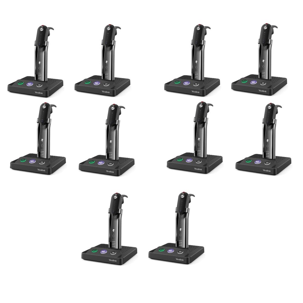 Yealink WH63 Wireless DECT Headset Teams Certified, Single Ear Office Headset for Desk Phone and Computer Softphone,Noise Canceling Mic,394 feet Wireless Range,7 Hours Talk Time (10 Pack)