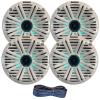 2 Pair (Qty 4) of Kicker 6.5" 2-Way 195 Watts Max Power Coaxial Marine Audio Multicolor LED Speakers with White Salt Water Grilles, 50-Feet 16-Gauge Speaker Wire view 1