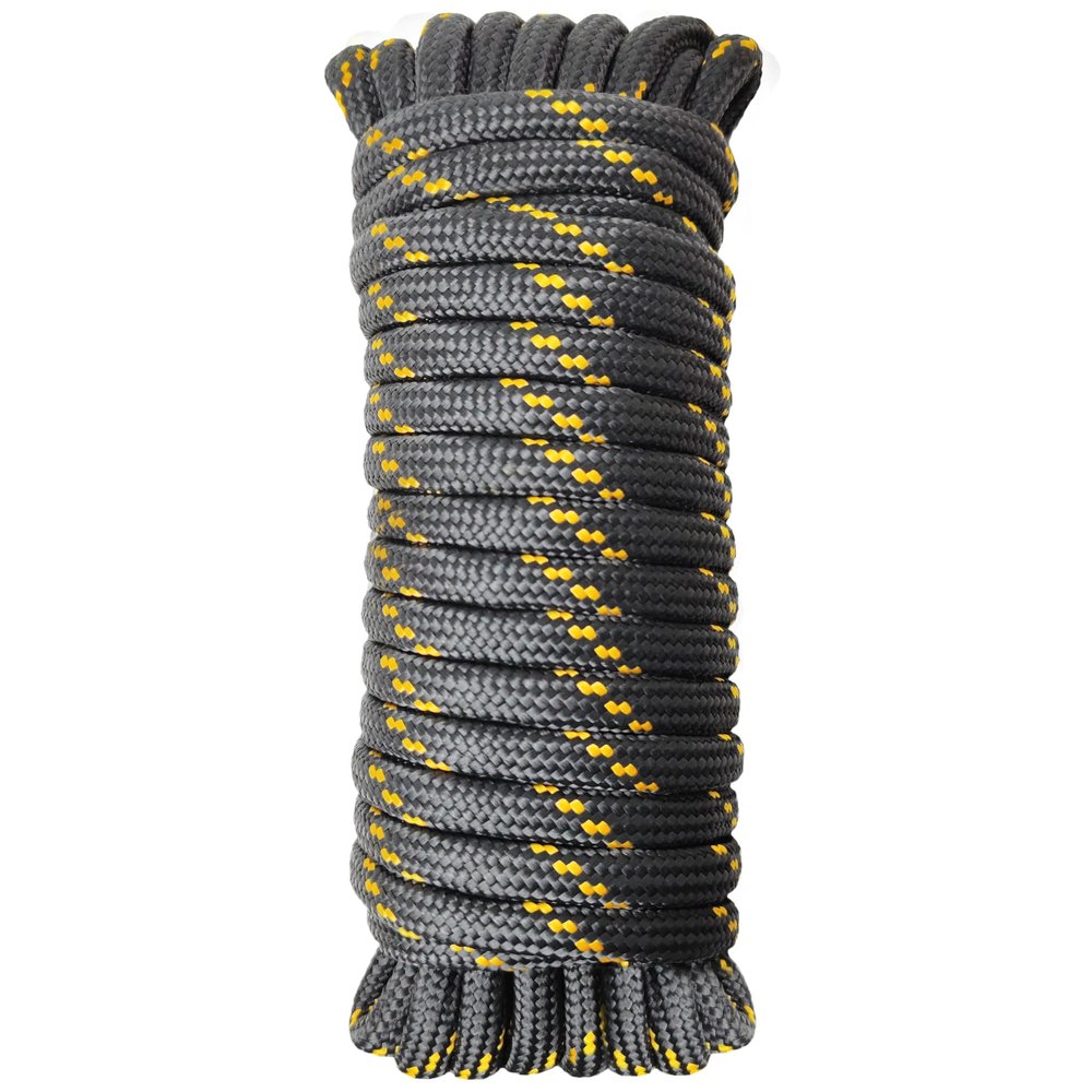 Diamond Braided Polypropylene Rope Nylon Rope Mix Thick Heavy Duty Ropes 1/2 inch 50ft High Strength Perfect for Clothesrope Camping Hiking and Other Outdoor Activities Black 50ft