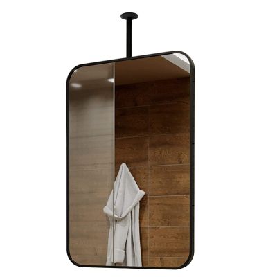 Black Rectangular Ceiling Mounted Mirror for Bathroom Washroom Vanity Makeup Mirror Modern Hanging Rod Mirrors Living Room Creative Decorative Mirror (Size : 40cmx60cm)