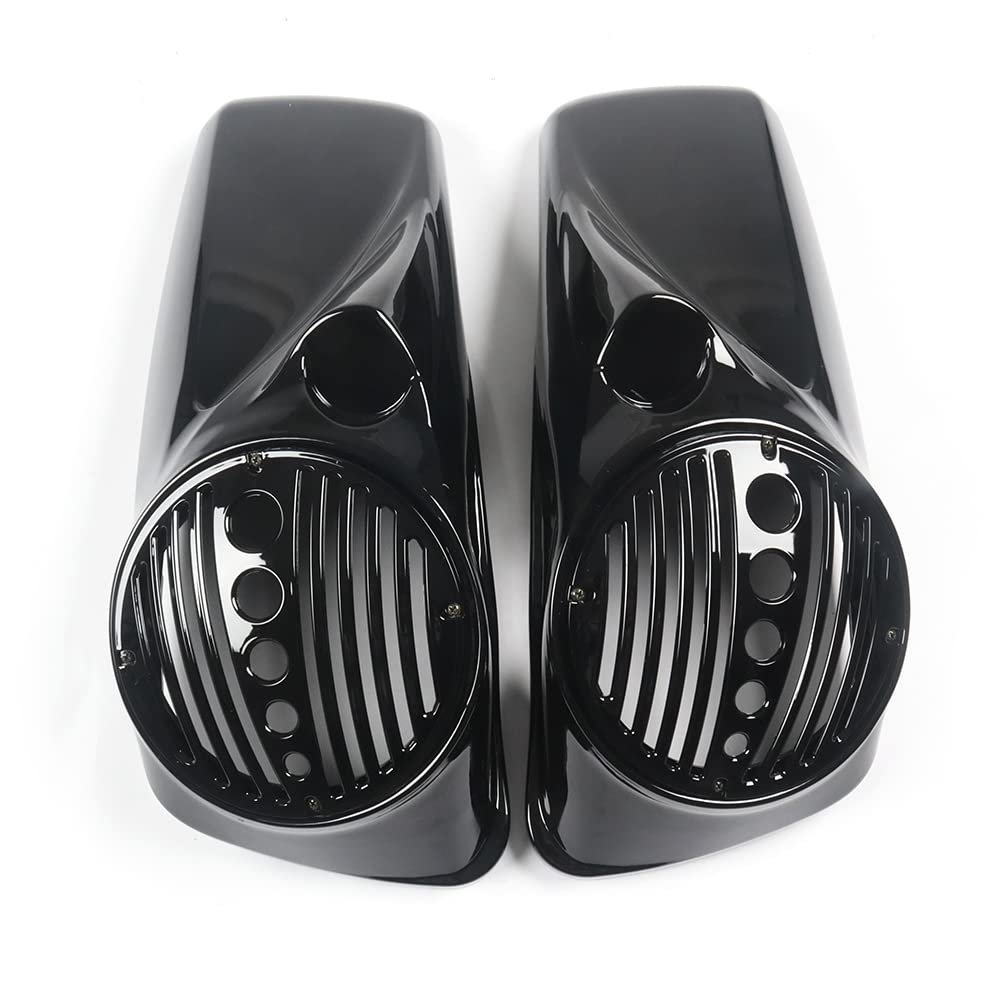 MZYPARTS Vivid Black 8" Speaker Lids w/Tweeter Port For Harley 2014 up Touring Models Harley Davidson Electra Glide Street Glide 2014-2022