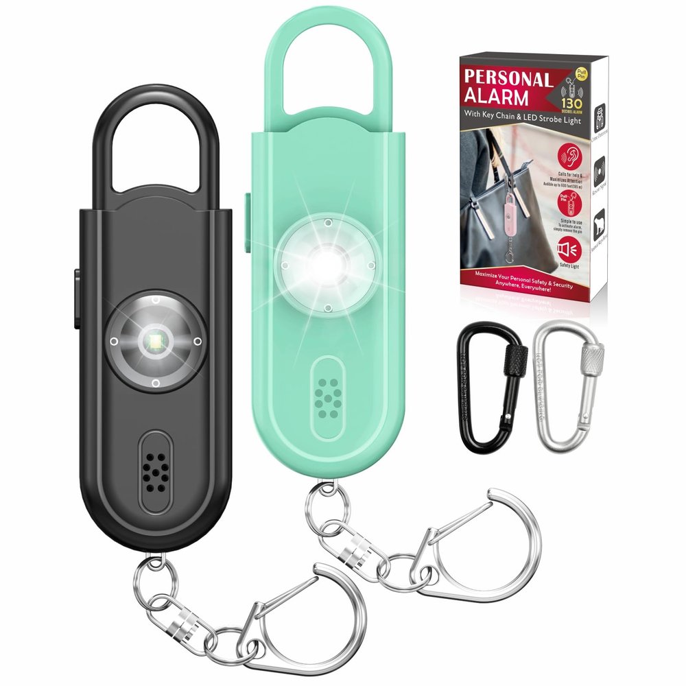 Safe Sound Personal Alarm, 2 Pack 130 dB Loud Siren Song Emergency Security Alarm Keychain with Strobe LED Light, Personal Sound Safety Siren for Women, Men, Children, Elderly