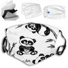VeJerKK Panda Fashion Face mask,Happy Animal Bamboo Branch Painting,Dust Washable Reusable Filter and Reusable Mouth Warm Windproof Face,Black White view 1