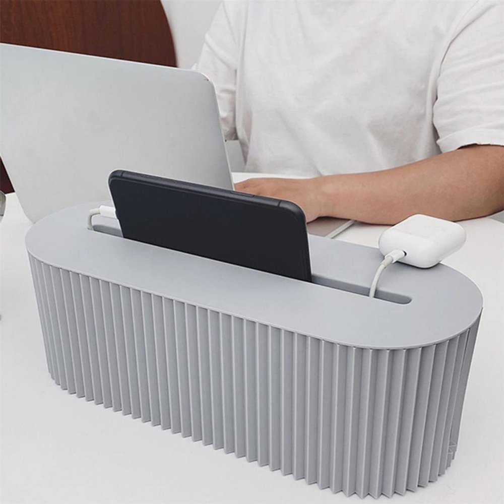 QXPDD Cable Tidy Box Cord Organizer Plug Board Storage Box Cable Wire Management Case Socket Wireless WiFi Router Bracelet Desktop Data Line Plug Holder Shelf,Blue