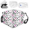 VeJerKK Paris Fashion Face mask,Eiffel Tower with Kiss Heart Words Love,Dust Washable Reusable Filter and Reusable Mouth Warm Windproof Face,Black Pink view 1