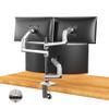Ergounion Triple Monitor Mount, Holds Screens up to 40 Inches and 25 lbs, Fully Adjustable 3 Monitor Desk Mount with C-Clamp and Grommet Base, Aluminum, Silver view 1