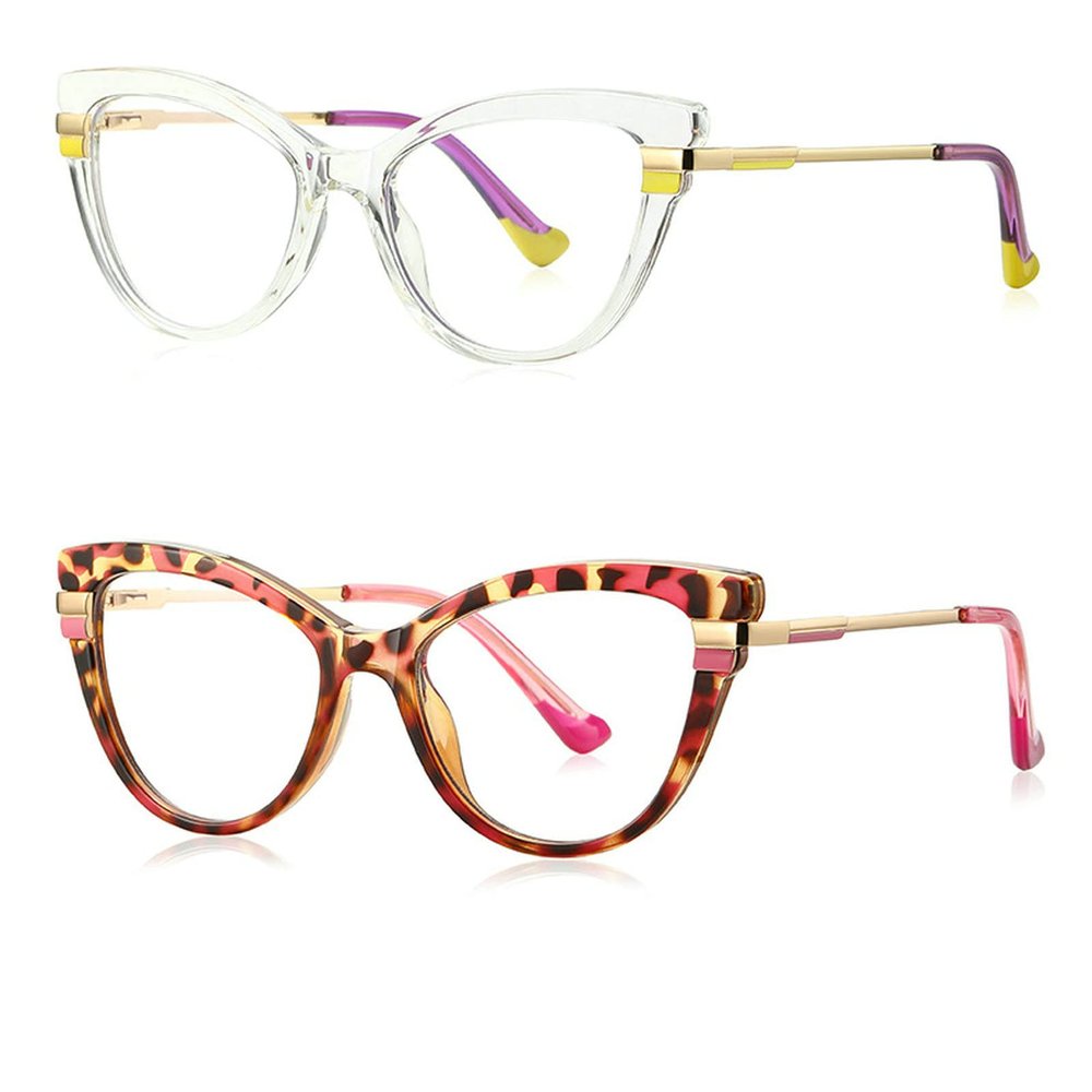 Melrose Cat Eye Reading Glasses Anti Blue Light Reader Anti Eyestrain&UV (2pcs clear&amber, 2, multiplier_x)