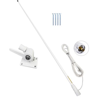 156MHz Marine VHF Radios Antenna for Boat Radios, 156-163MHz GMDSS, 7meters RG-58U Cable, Adjustable Ratchet, Nails