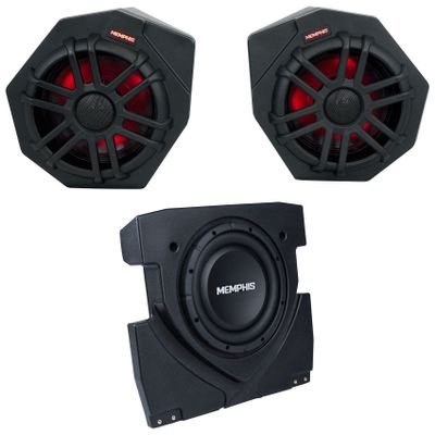 Memphis Pair Audio CANAMX365FE 75w RMS LED Speaker Pods Bundle Audio CANAMX310SE 400w Powered Subwoofer+Enclosure for 2017+ Can Am X3