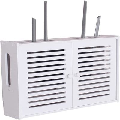 OITTo Router Storage Box WiFi Wireless Router Storage Box Wall Mounted TV Set Top Box TV Lower Row Socket Occlusion Box Simple Installation (Color : White, Size : 50x10x40cm)
