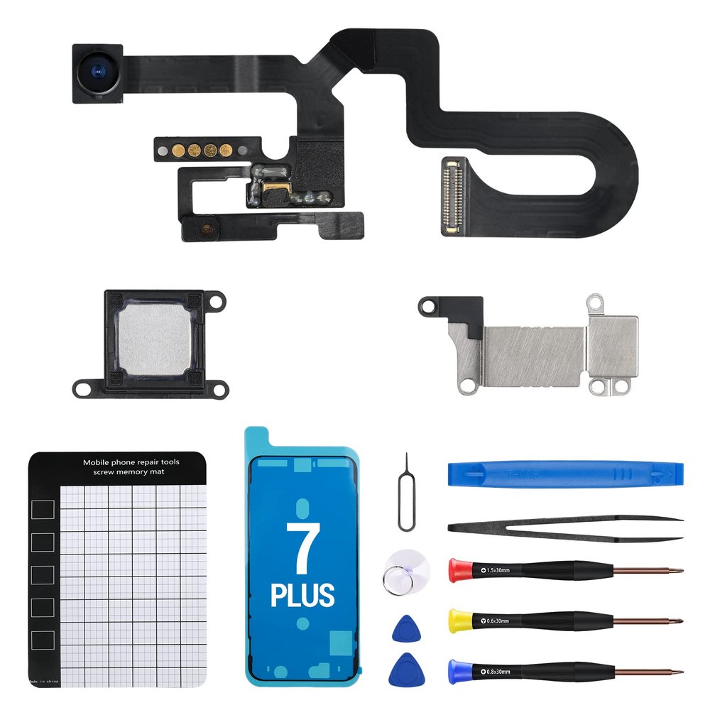 CYKJGS for iPhone 7 Plus Ear Speaker Replacement OEM with 7MP Facing Front Camera + Front Earpiece Module Proximity Sensor Microphone Flex Cable Ambient Light Fix Repair Tool Kit A1661 A1784 A1785
