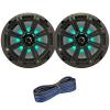 1 Pair (Qty 2) of Kicker 8" 2-Way 300 Watt Max Power Coaxial Marine Audio Multicolor LED Speakers with Charcoal Grilles, 50-Feet 16-Gauge Speaker Wire view 1