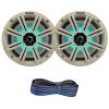 1 Pair (Qty 2) of Kicker 8" 2-Way 300 Watts Max Power Coaxial Marine Audio Multicolor LED Speakers with White Grilles, 50-Feet 16-Gauge Speaker Wire view 1
