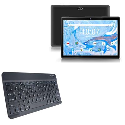 BoxWave Keyboard Compatible with qunyiCO Android 10.0 Tablet Y10 (10 in) - SlimKeys Bluetooth Keyboard, Portable Thin with Chiclet-Style Keys - Jet Black