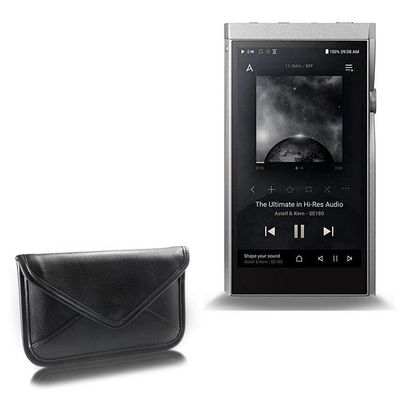 BoxWave Case Compatible with Astell & Kern A&Futura SE180 - Elite Leather Messenger Pouch, Synthetic Leather Cover Case Envelope Design - Jet Black