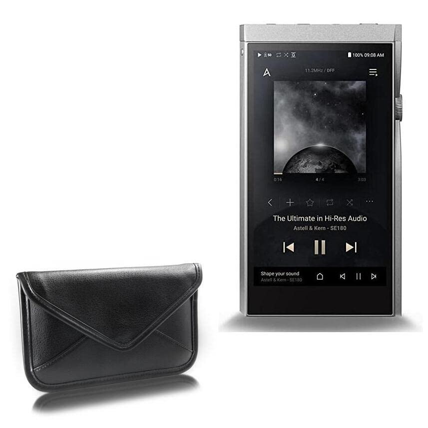 BoxWave Case Compatible with Astell & Kern A&Futura SE180 - Elite Leather Messenger Pouch, Synthetic Leather Cover Case Envelope Design - Jet Black