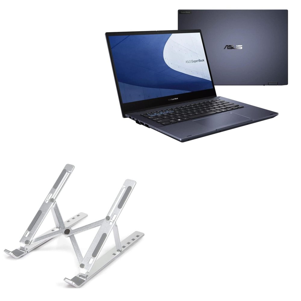 BoxWave Stand and Mount Compatible with ASUS ExpertBook B5 Flip (B5402F) - Compact QuickSwitch Stand, Portable Multi Angle Viewing Foldable Riser - Metallic Silver