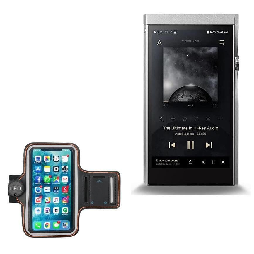 BoxWave Case Compatible with Astell & Kern A&Futura SE180 - JogBrite Sports Armband, High Visibility Safety Light LED Runners Armband - Bold Orange