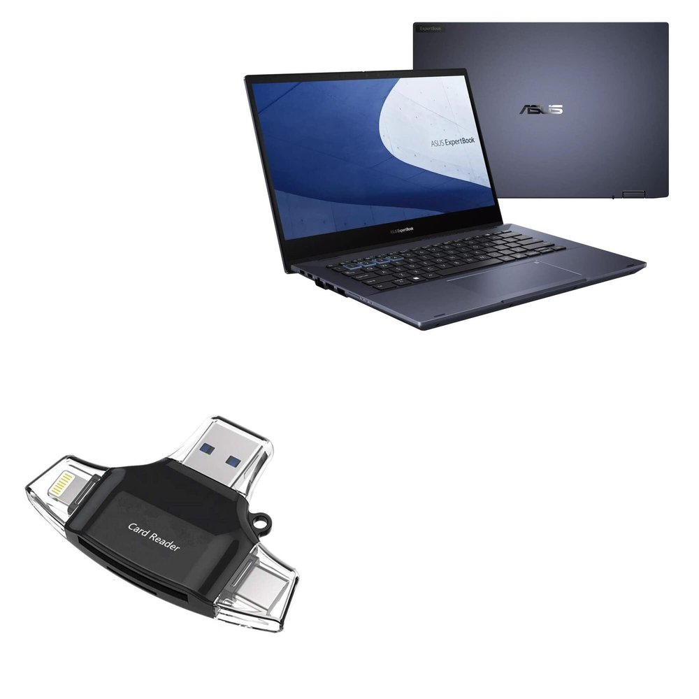 BoxWave Smart Gadget Compatible with ASUS ExpertBook B5 Flip (B5402F) - AllReader SD Card Reader, microSD Card Reader SD Compact USB - Jet Black