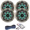 2 Pair (Qty 4) of Kicker 8" 2-Way 300 Watts Max Power Coaxial Marine Audio Multicolor LED Speakers with Silver Grilles, LED Speaker Remote Control, 50-Feet 16-Gauge Speaker Wire view 1