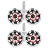 2 Pair (Qty 4) of Kicker 6.5" 2-Way 195 Watts Peak Power Coaxial Marine Multicolor LED Speakers with White Grilles, 6.5" Marine Tower Dual Speaker Enclosures (Pair) - White view 1