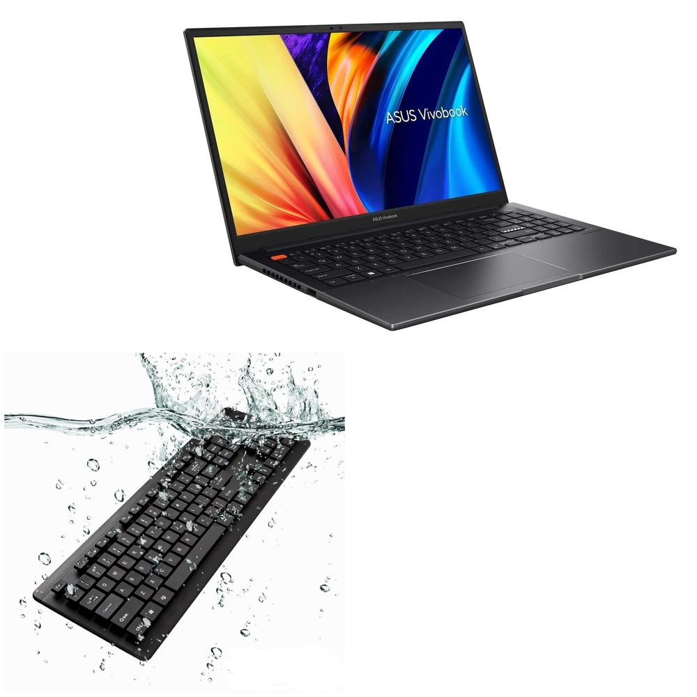 BoxWave Keyboard Compatible with ASUS VivoBook S 15 (M3502) - AquaProof USB Keyboard, Washable Waterproof Water Resistant - Jet Black