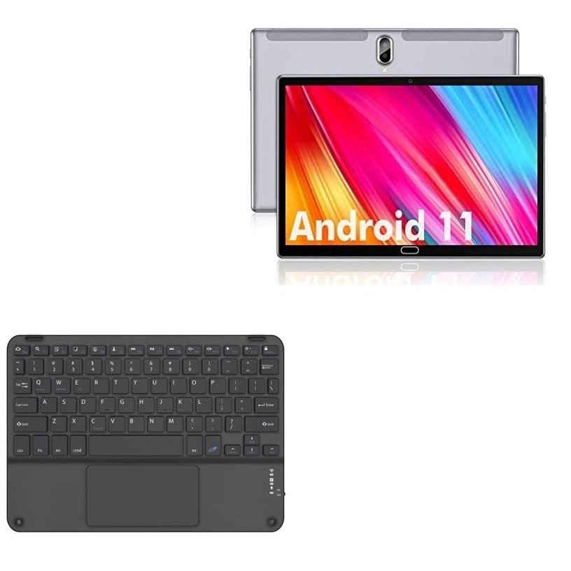 BoxWave Keyboard Compatible with FEONAL 2022 Latest Android 11.0 Tablet (10 in) - SlimKeys Bluetooth Keyboard with Trackpad, Portable Slim TouchPad - Jet Black