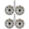 2 Pair (Qty 4) of Kicker 6.5" 2-Way 195 Watts Max Power Coaxial Marine Audio Speakers with White Salt Water Grilles, 6.5" Marine Tower Dual Speaker Enclosures (Pair) - White view 1