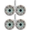 2 Pair (Qty 4) of Kicker 6.5" 2-Way 195 Watts Max Power Coaxial Marine Multicolor LED Speakers with White Salt Water Grilles, 6.5" Marine Tower Dual Speaker Enclosures (Pair) - White view 1