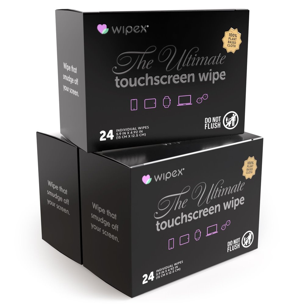 Wipex Touch Screen Wipes for Electronics - Electronic Wipes & Car Screen Cleaner - 24 Individually Wrapped, Large Soft Screen Cleaner Wipes for Laptop, iPhone, Auto Touchscreens, Glasses (3 Pack)
