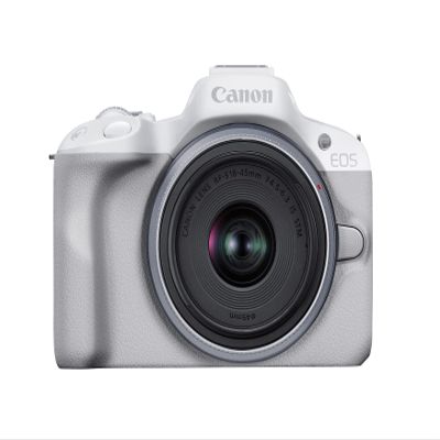Canon EOS R50 Mirrorless Camera RF-S18-45mm F4.5-6.3 is STM Lens Kit, 24.2 Megapixel CMOS (APS-C) Sensor, 4K Video, Hybrid Camera, Photo and Video, Vlogging, Content Creator, RF Mount, White