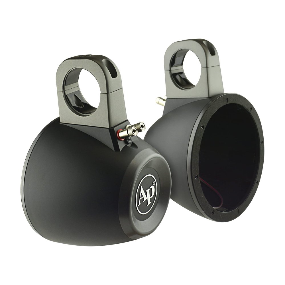 Audiopipe APMP-8002SP 8-Inch Short Compact Multi Purpose Directional Stereo Speaker Enclosure for Car Audio, Marine, UTV, and ATV Sound System, Black (Pair)