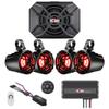 NOAM NUTV5-S QUAD - Marine ATV/Golf Cart/UTV Stereo System kit  with 4 Waterproof LED Light Tower Speakers, Subwoofer, Weatherproof Controller with Bluetooth and AUX Input and Four Channels Amplifier view 1