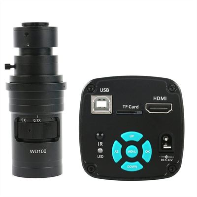 Microscope Accessories Kit 48MP 1080P H_DMI USB Digital Microscope Camera C Mount Video Recorder Electronic Magnifier for Lab Detected Industrial Soldering Microscope Slides (Color : with 200x Lens)