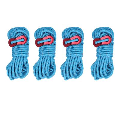 4 Pcs 4mm Reflective Ropes, High Strength Light Camping Rope Reflective Ropes for Outdoor Camping Hammocks (Blue)
