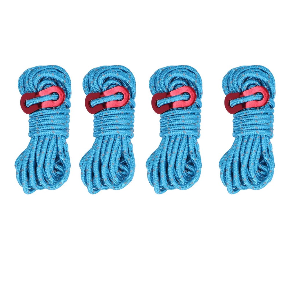 4 Pcs 4mm Reflective Ropes, High Strength Light Camping Rope Reflective Ropes for Outdoor Camping Hammocks (Blue)