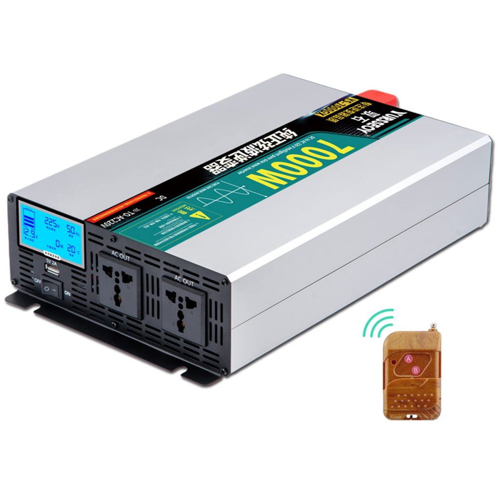 ROGHA Car Power Inverter, Converter 7000W 8000W 10000W Pure Sine Wave Inverter DC 12V 24V 48V 60V to AC 220V Travel Power Supply for Laptop, Camera, Smartphone,48V-7000W