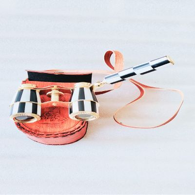 Opera Glasses Nautical Handmade Binoculars 3X25 Binocular Foldable Handle with Leather Box for Adults Women in Musical Concert Gifts for Love