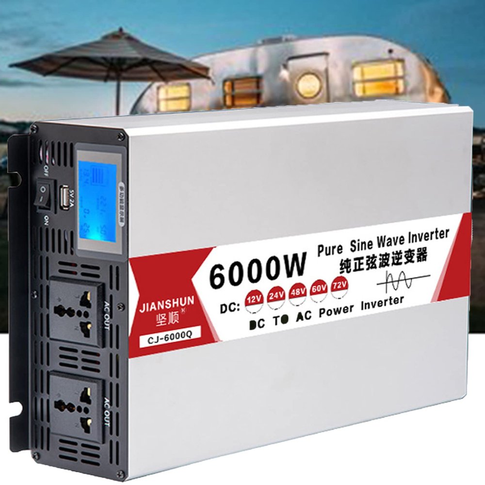 ROGHA 6000W 8000W Power Inverter 12V 24V 48V 60V to 110V / 220V Converter, USB Charging Ports - Charge Your Laptop, Tablet, Consoles & More - Durable,6000W-48V/220V