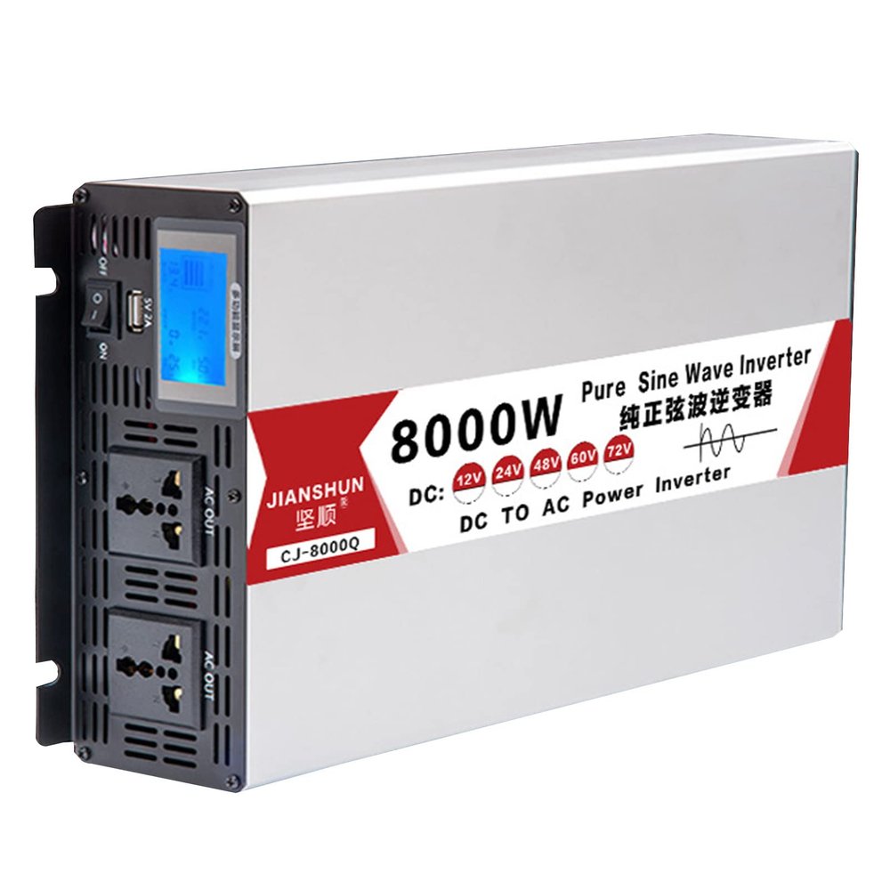 ROGHA Pure Sine Wave Car Power Inverter 6000W 8000W DC 12V 24V 48V 60V to 110V 220V AC Converter 1 USB Ports,8000W-12V/110V