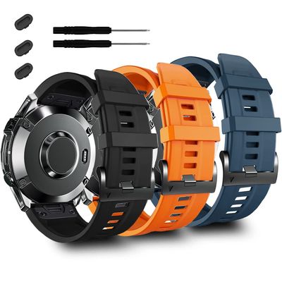 3 Pack 22mm Sport Watch Bands Compatible with Garmin Forerunner 965/955 Watch Band Replacement,Soft Silicone Straps for Forerunner 945/935/Fenix 7/Fenix 6 Pro/Fenix 6/Fenix 5 Plus/Fenix
